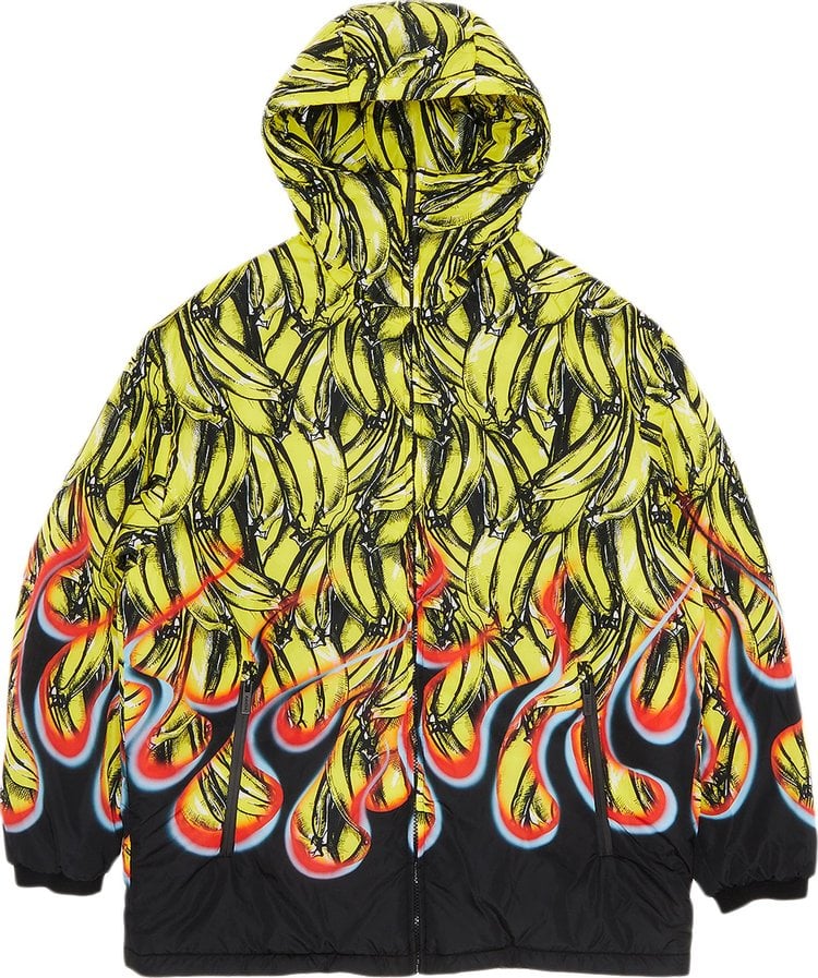 Рубашка Prada Bananas and Flames Padded Jacket, желтый - фото