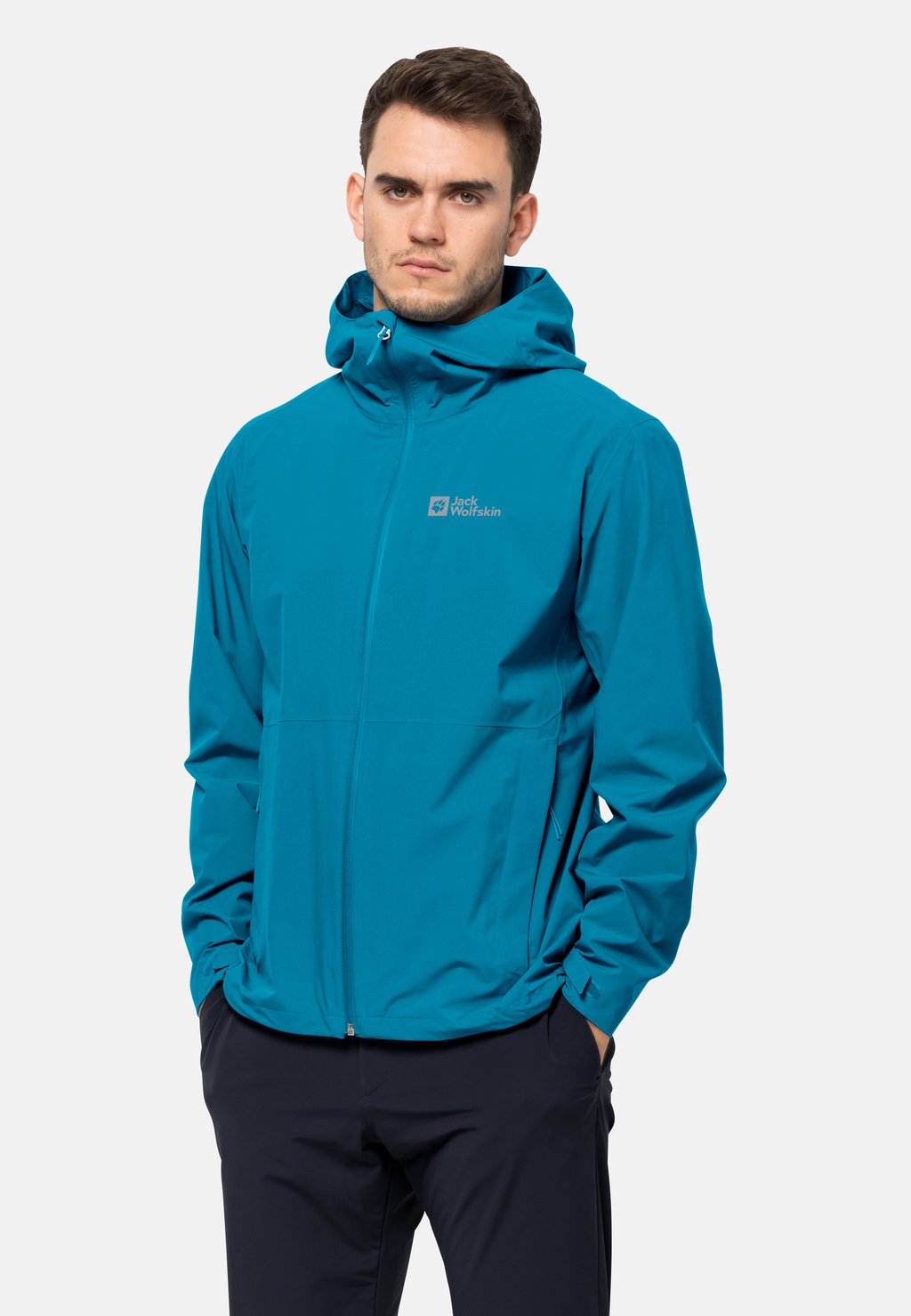 Дождевик/водоотталкивающая куртка PACK GO SHELL M Jack Wolfskin, цвет everest blue цена и фото