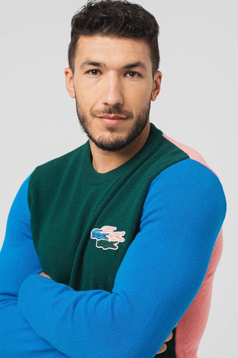 

Шерстяной свитер в стиле колор-блок Lacoste, зеленый