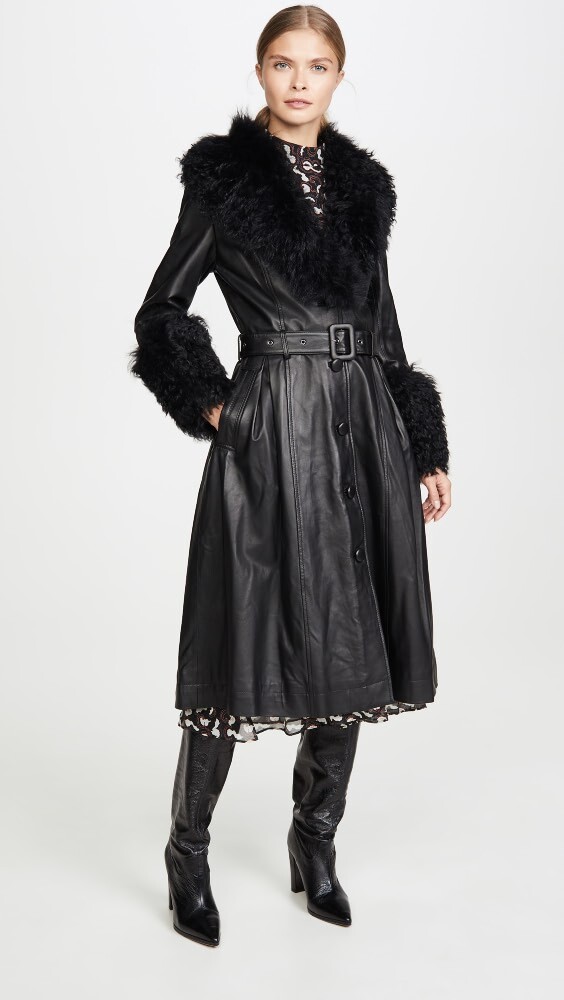 

Пальто Saks Potts Foxy Shearling Trench, черный