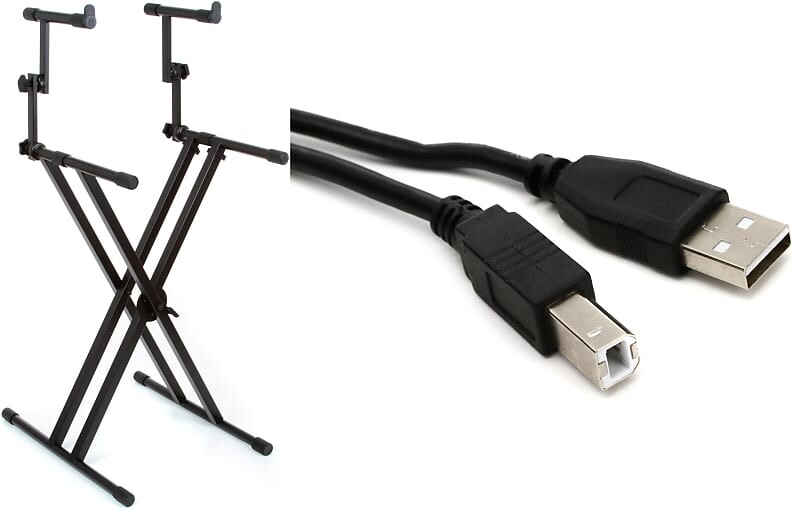 

Gator Frameworks GFW-KEY-5100X Deluxe 2-уровневая подставка для клавиатуры X-Style в комплекте с кабелем Hosa USB-215AB USB 2.0 Type A to Type B - 15 футов Hosa + Gator Frameworks USB-215AB=1 GFW-KEY-5100X=1
