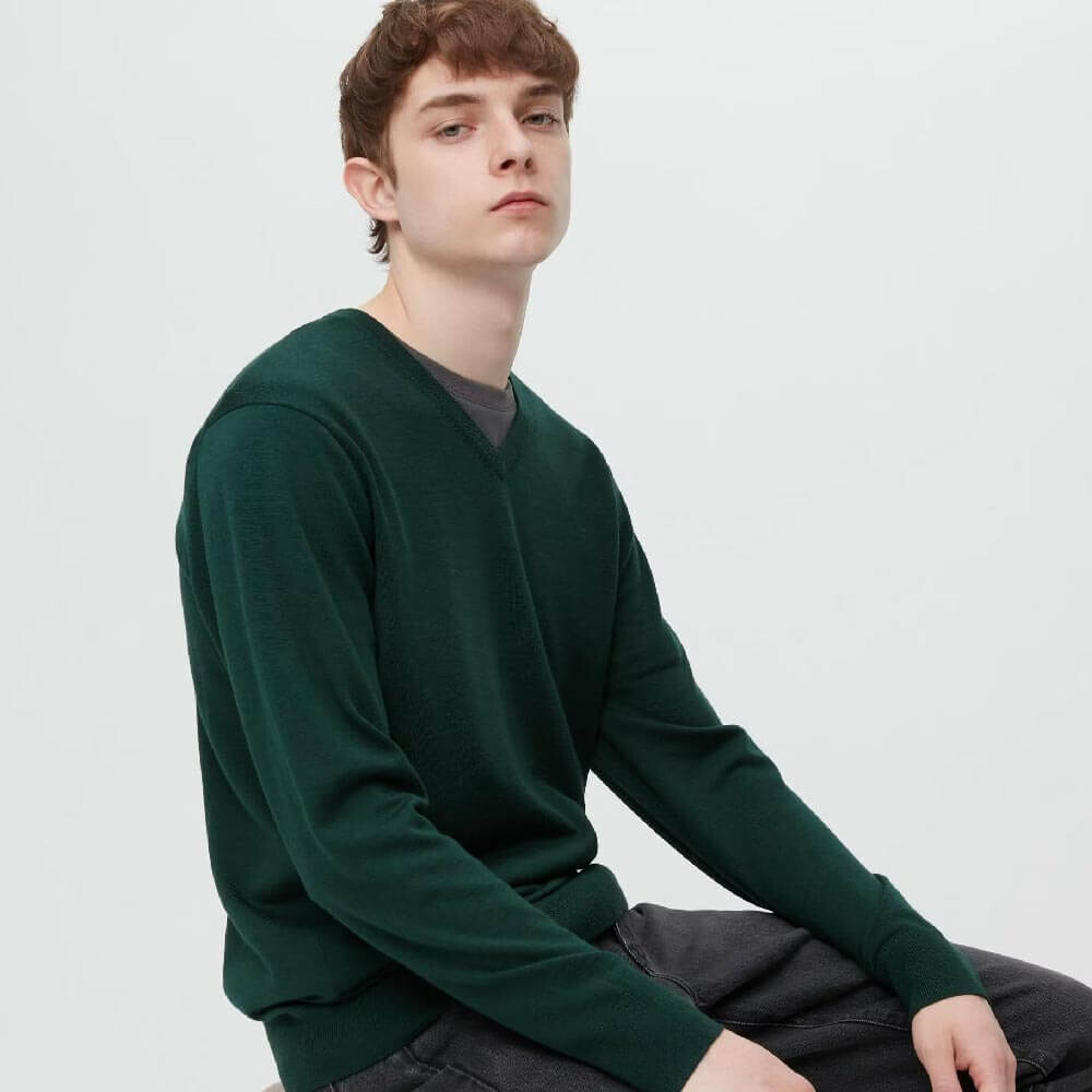 

Джемпер Uniqlo Extra Fine Merino, темно-зеленый