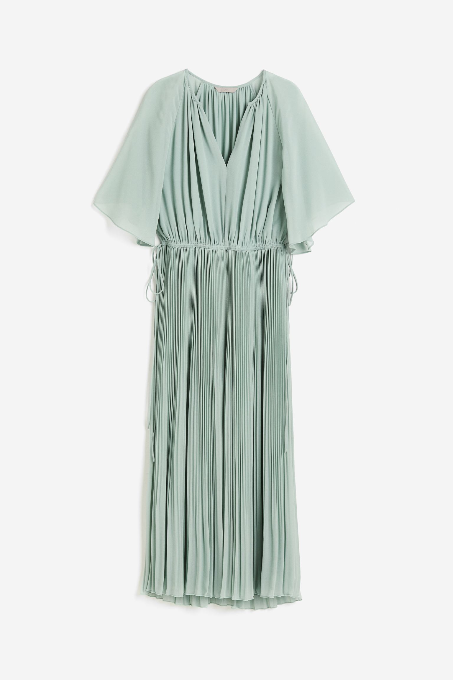 Платье H&M Tie-detail Pleated, светло-бирюзовый