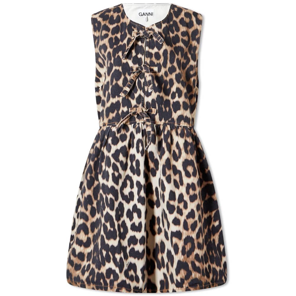 

Платье GANNI Print Leopard Tieband Mini Dress