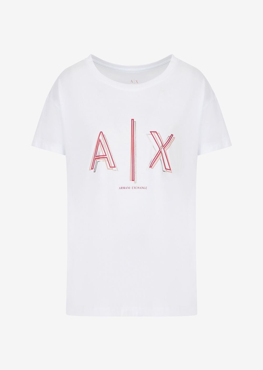 

Футболка бойфренда из хлопкового джерси с круглым вырезом и логотипом Armani Exchange, белый