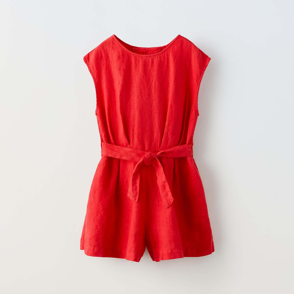 Комбинезон Zara Linen, красный футболка laredoute футболка из льна с круглым вырезом и короткими рукавами l белый