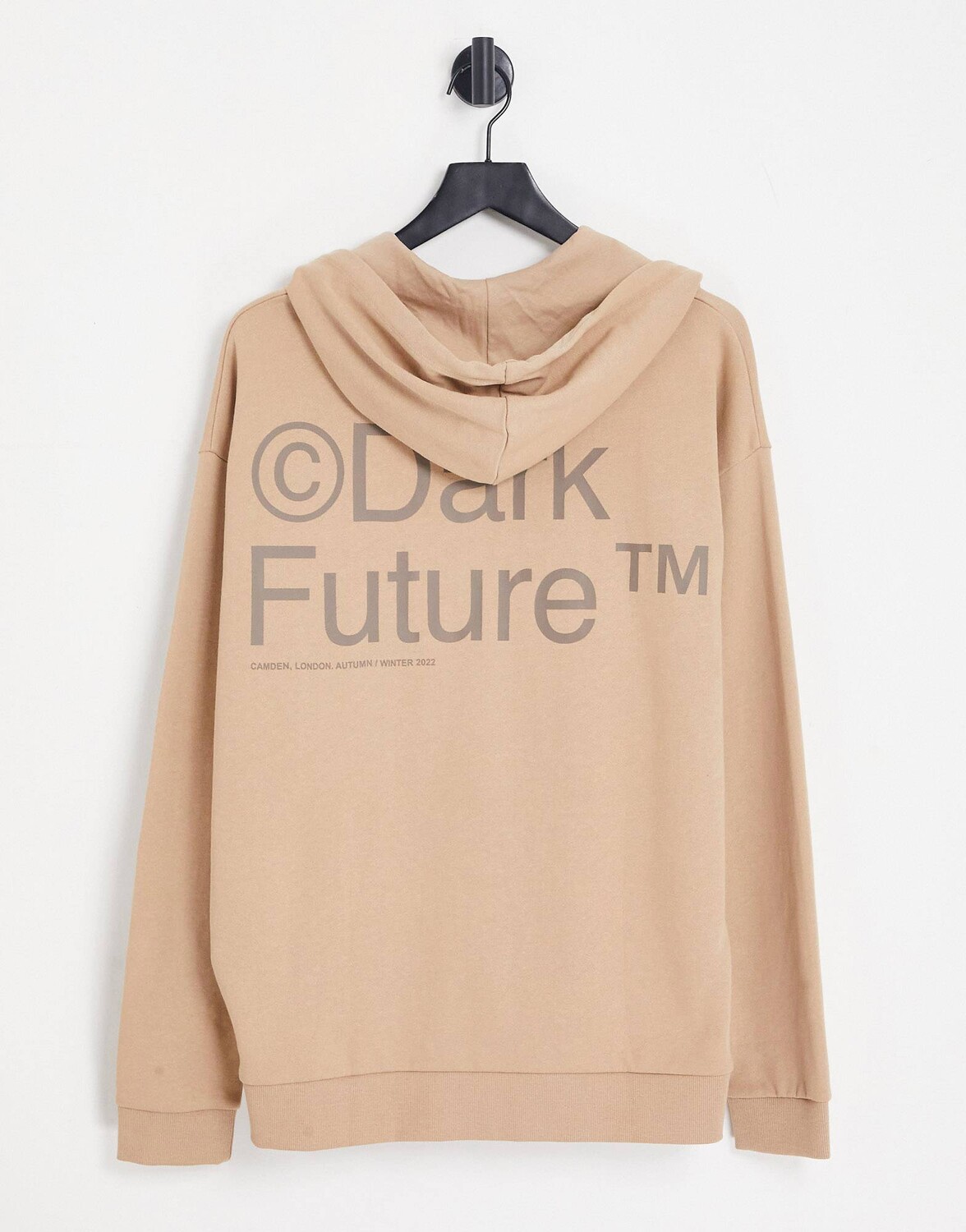 

Худи оверсайз с логотипом на спине ASOS Dark Future нейтрального цвета, Коричневый