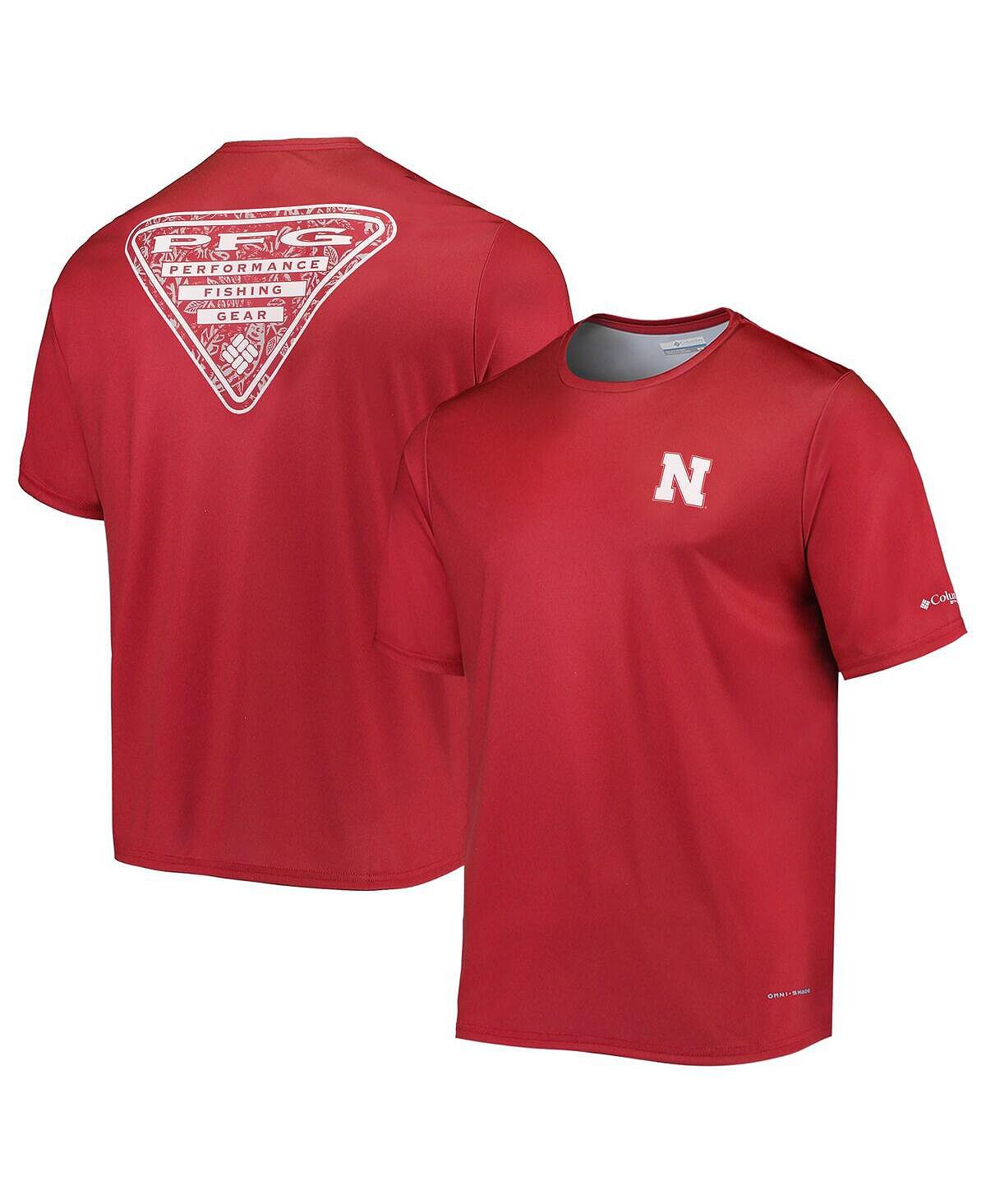 

Мужская футболка scarlet nebraska huskers terminal tackle omni-shade Columbia