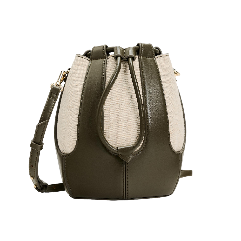 Сумка Zara Contrast Bucket, зеленый сумка шоппер zara contrast бежевый черный