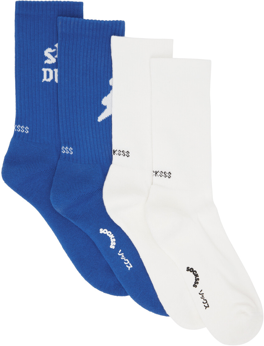 

Набор из двух белых и синих носков SOCKSSS