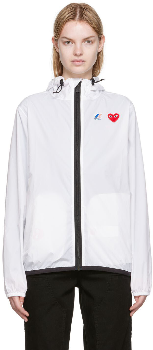 

Белая нейлоновая куртка K-Way Edition Comme des Garçons Play, Белый