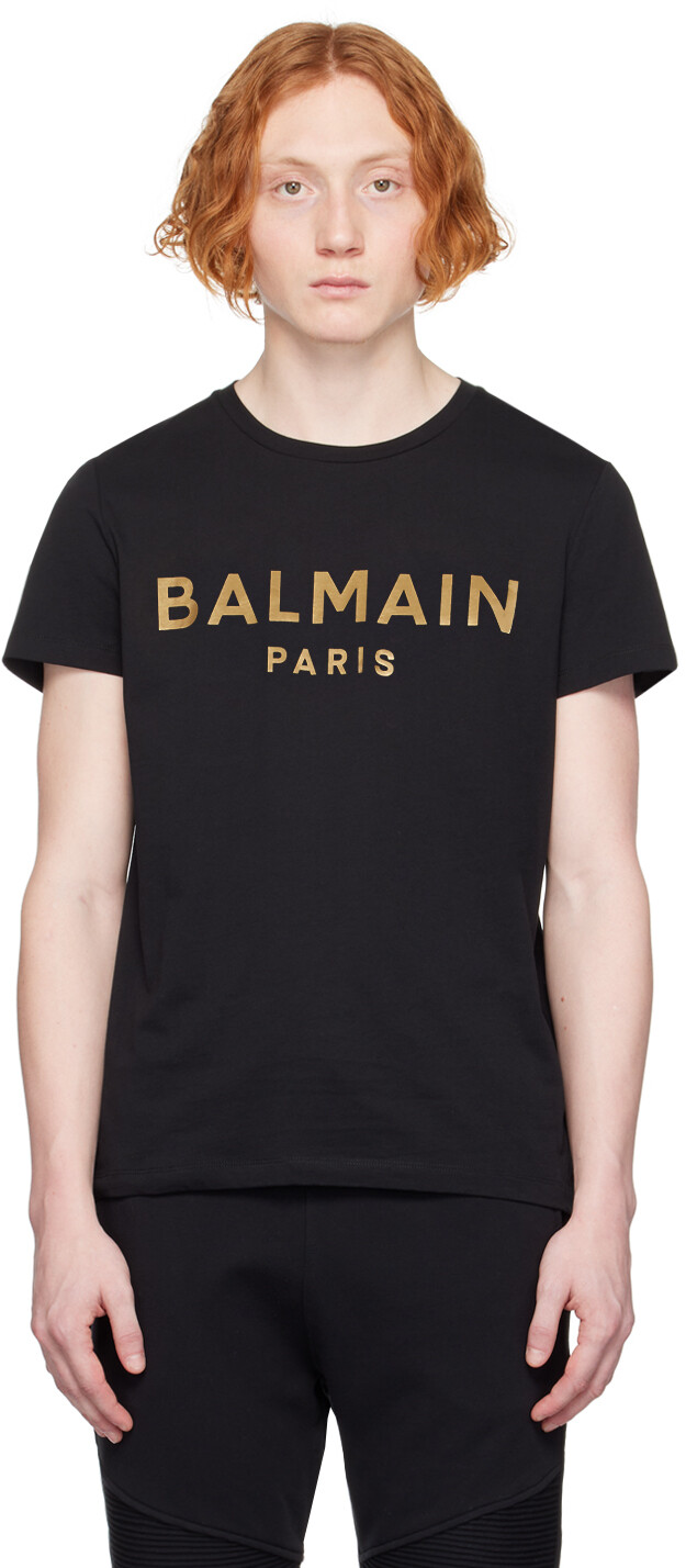 

Черная футболка с принтом Balmain, Черный