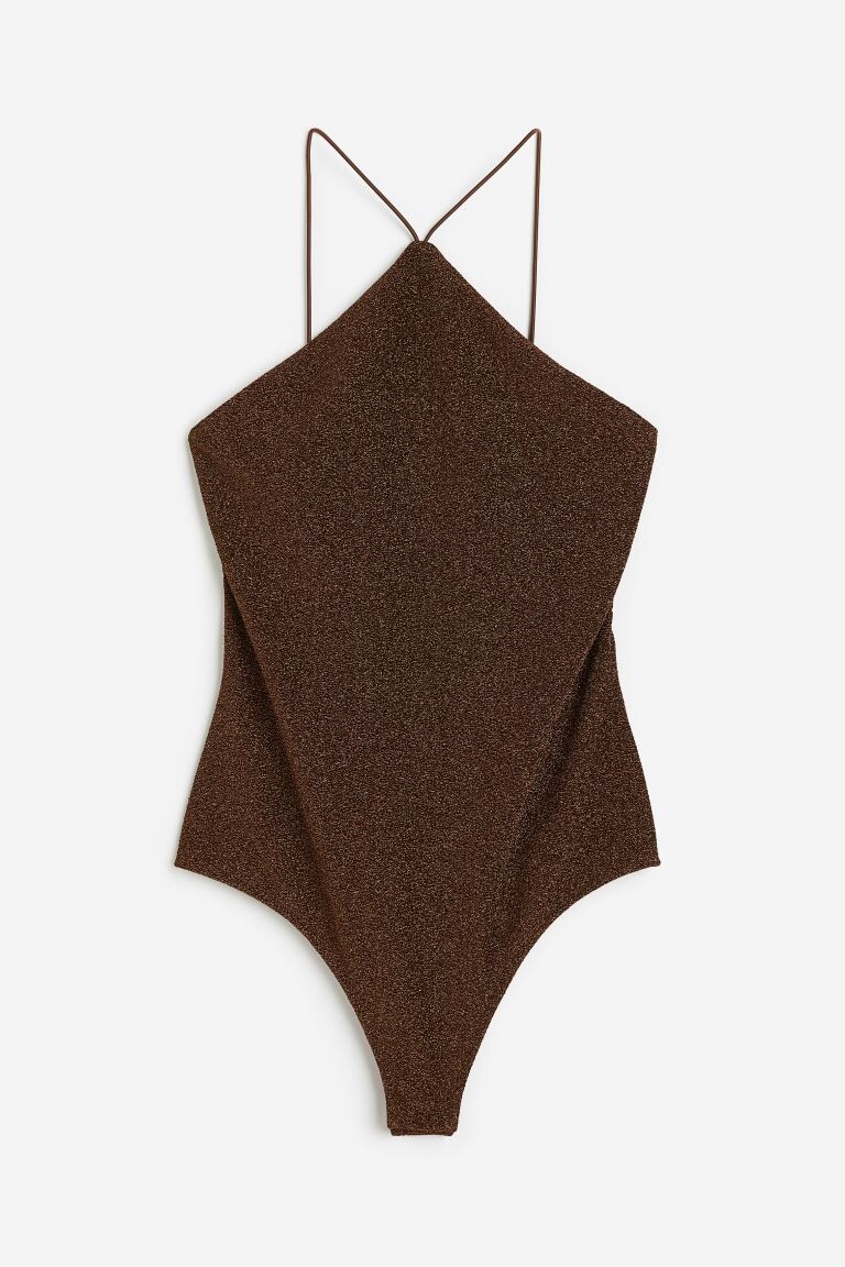 

Боди-стринги из джерси H&M, темно-коричневый/блестящий