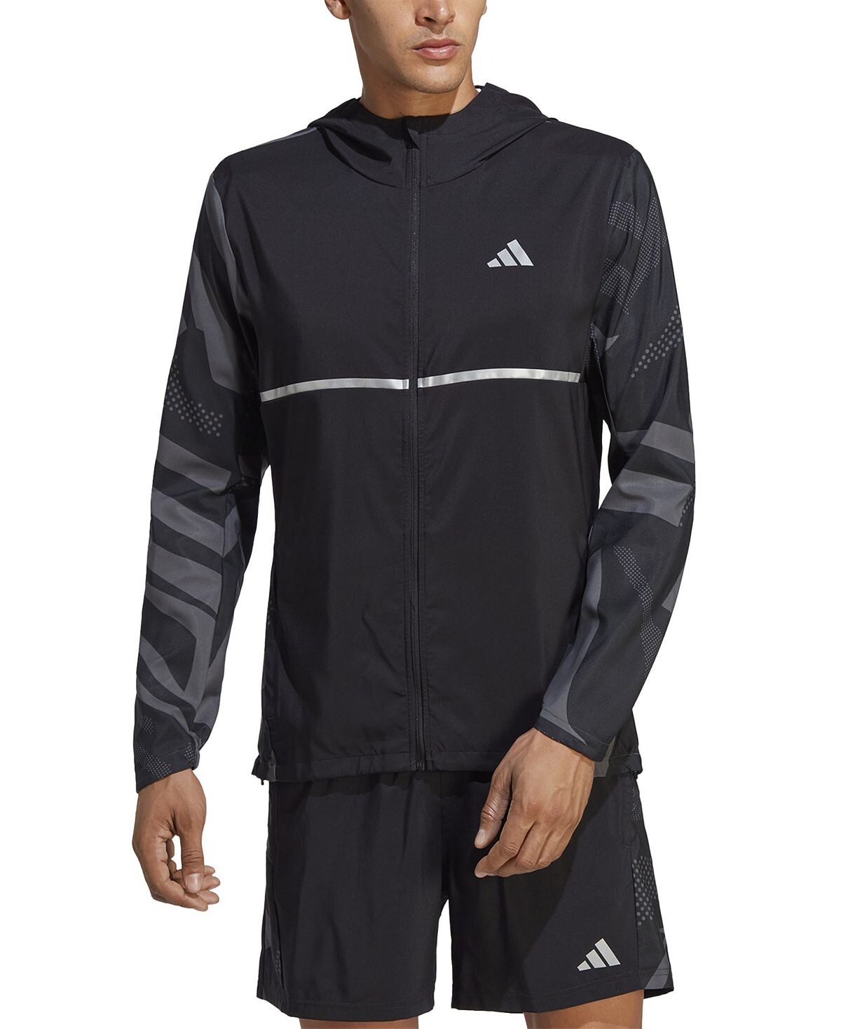 

Сезонная куртка узкого кроя с принтом на рукавах и застежкой-молнией own the run adidas, мульти