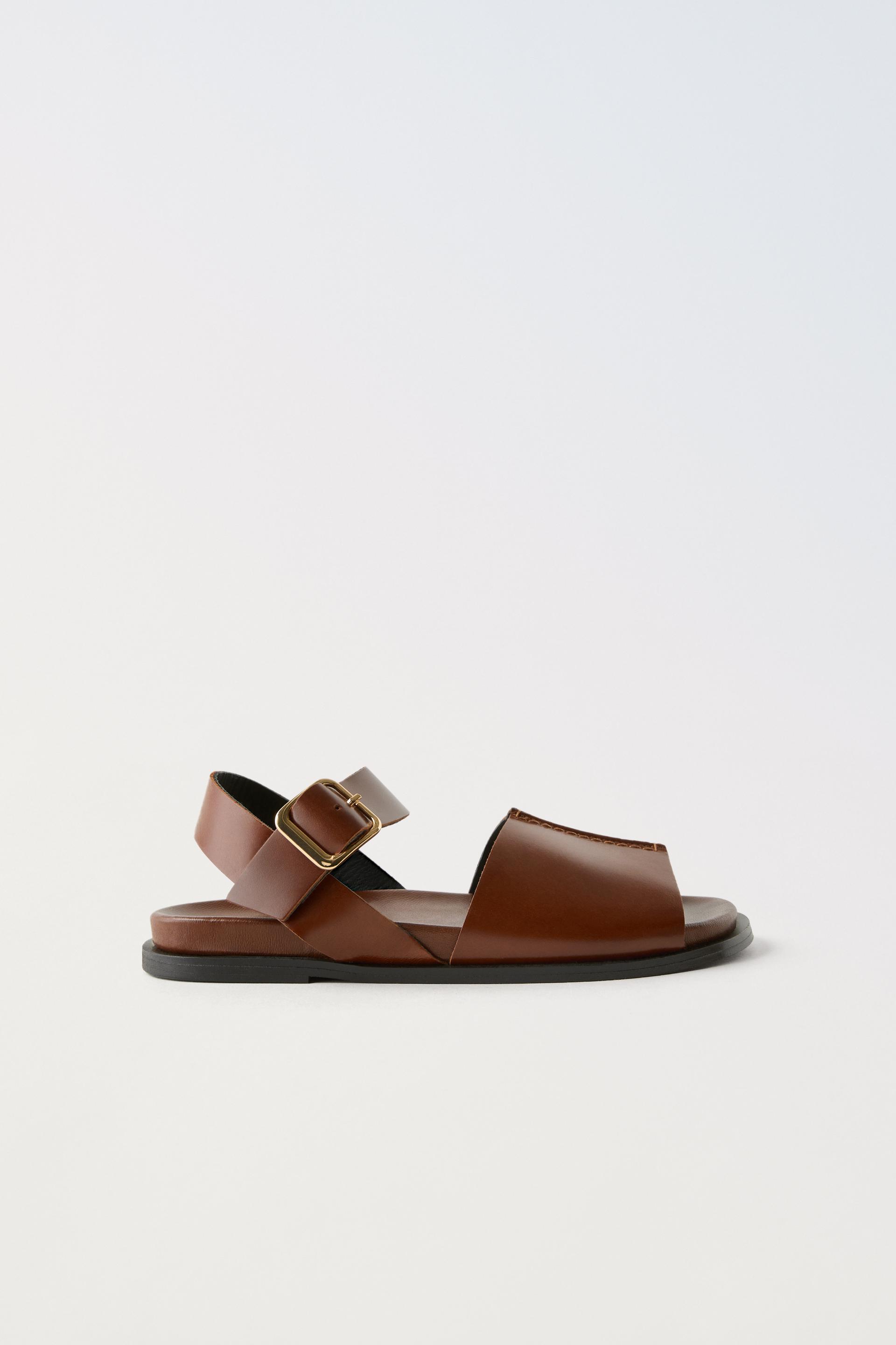 Сандали Zara Leather Menorcan, коричневый ботинки zara kids leather with gores коричневый