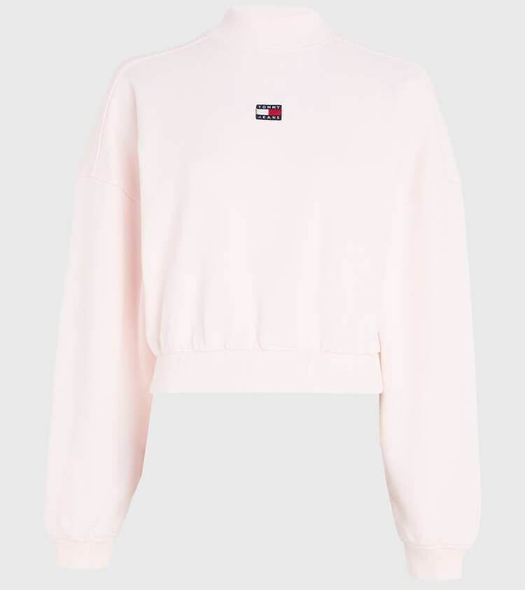

Толстовка Tommy Hilfiger Badge Mockneck Cropped, бледно-розовый