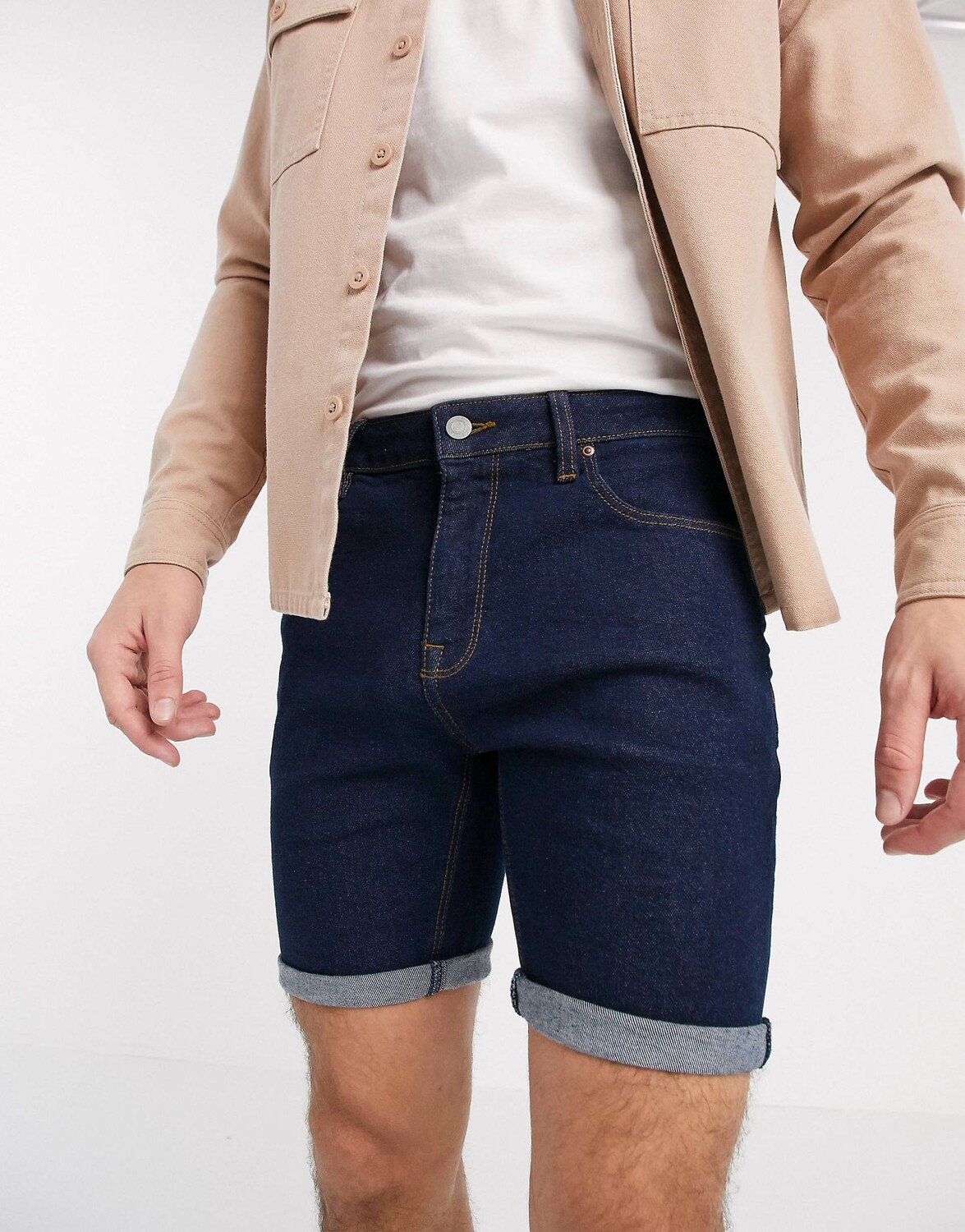 

Джинсовые шорты скинни цвета индиго ASOS DESIGN