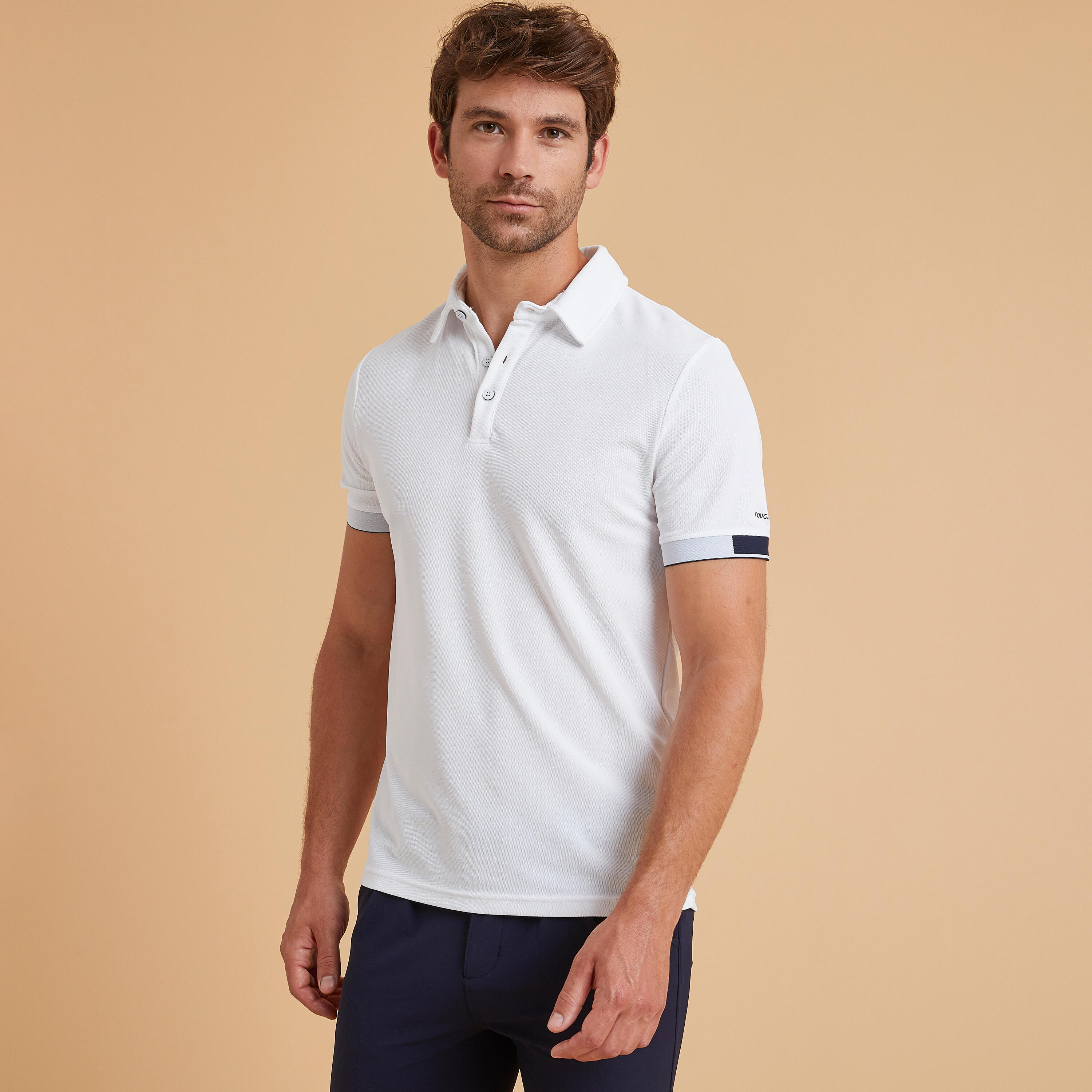 Рубашка-поло Fouganza для верховой езды мужская, белый рубашка поло для верховой езды мужская одежда топ с коротким рукавом для верховой езды летняя хлопковая футболка мужская футболка одежд