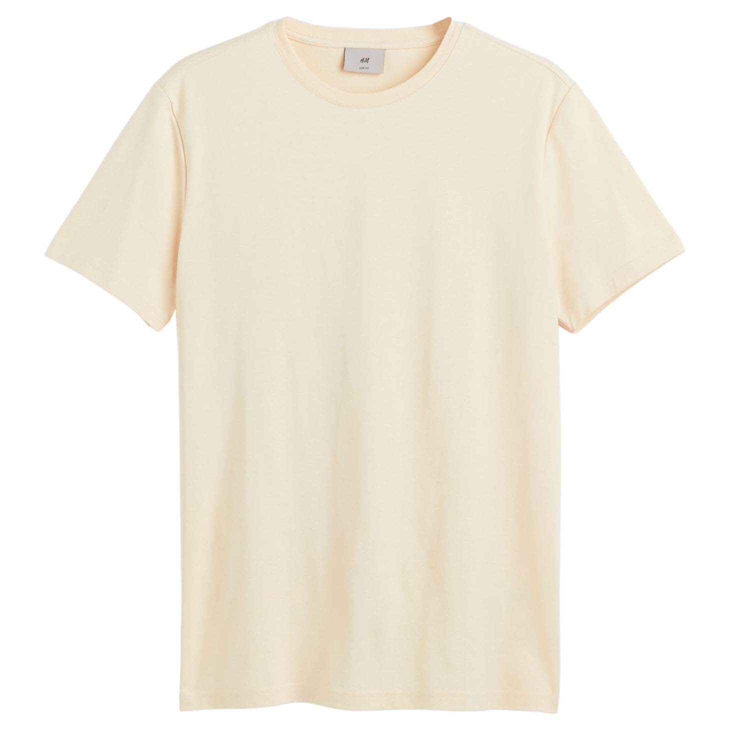 

Футболка H&M Slim Fit Premium Cotton, бледно-желтый