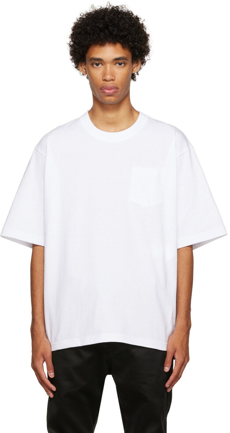 

Белая хлопковая футболка sacai
