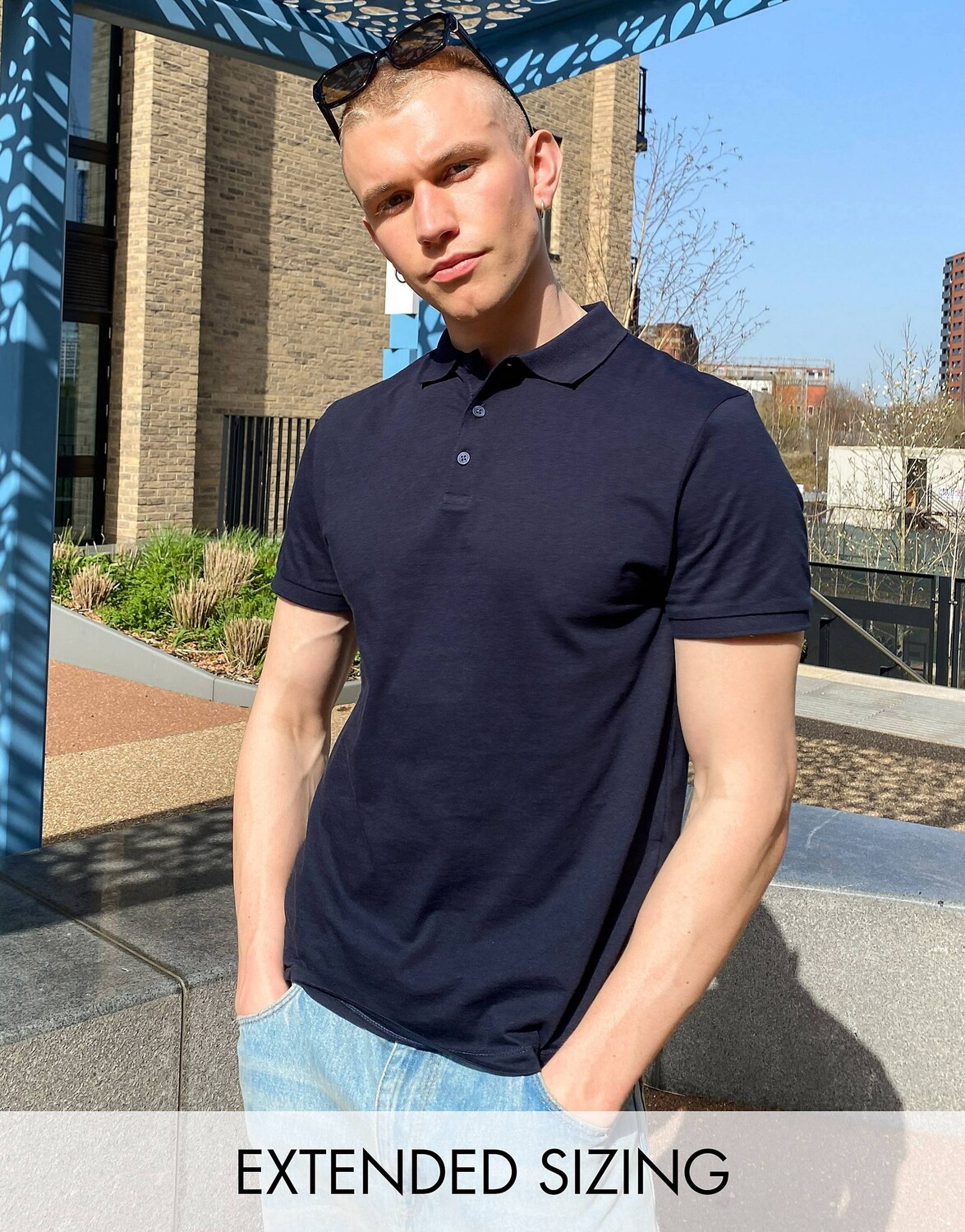 

Темно-синее поло из джерси ASOS DESIGN - NAVY, Синий