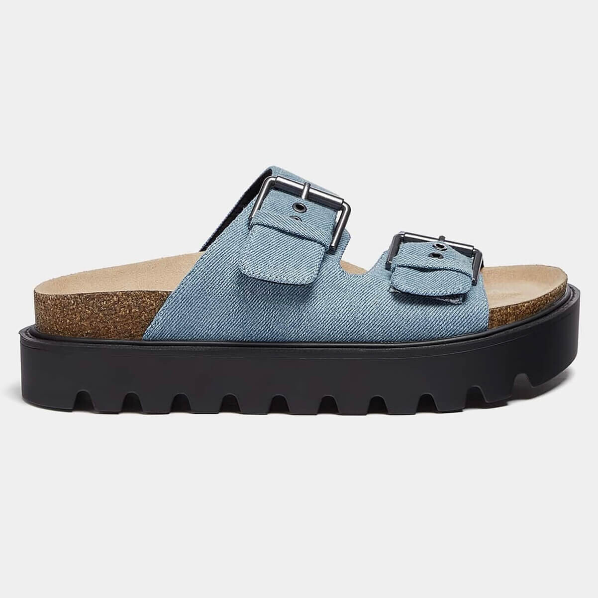 

Сандалии на платформе Pull&Bear Denim Buckles, бледно-синий