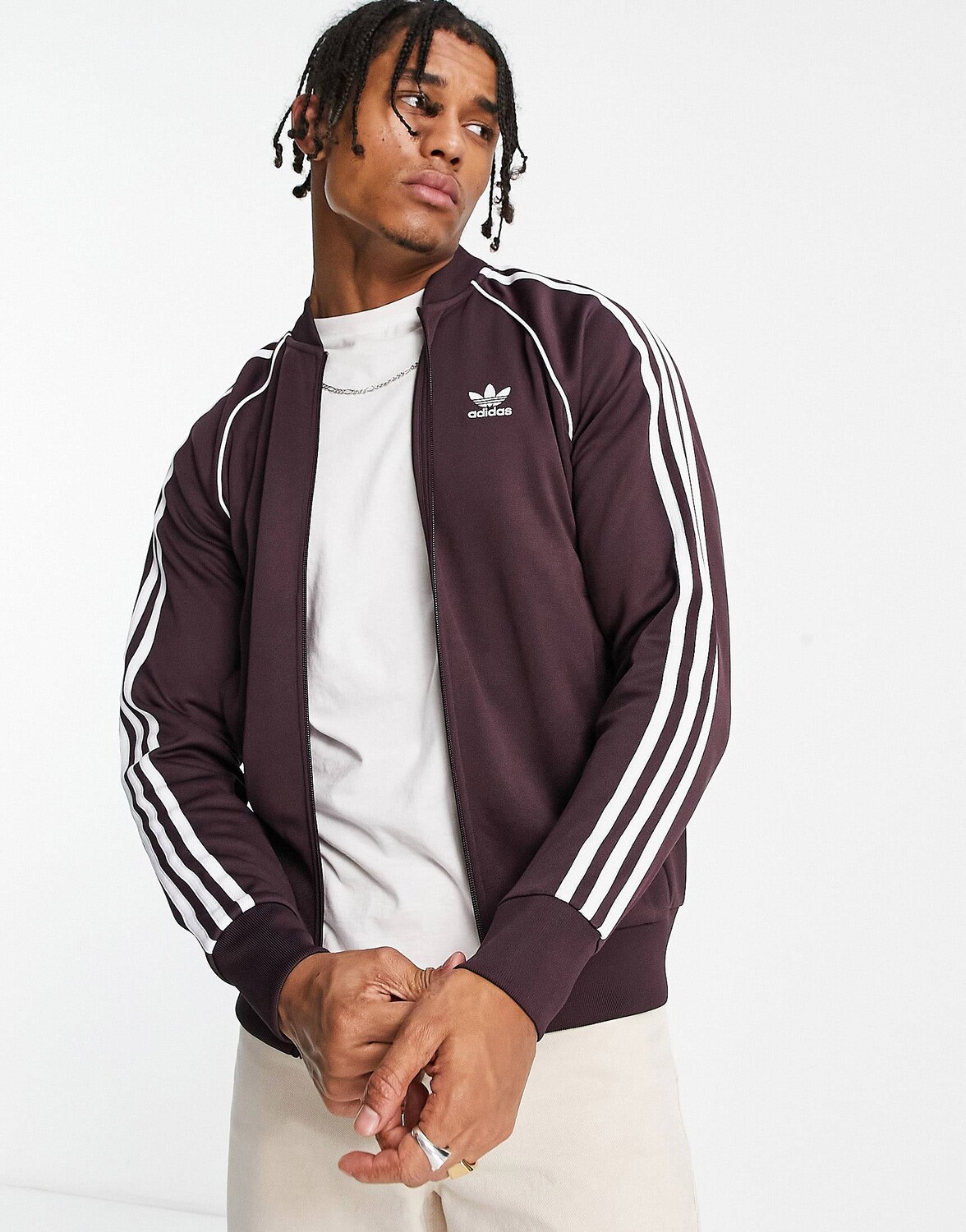 

Темно-бордовый спортивный топ с 3 полосками adidas Originals adicolour