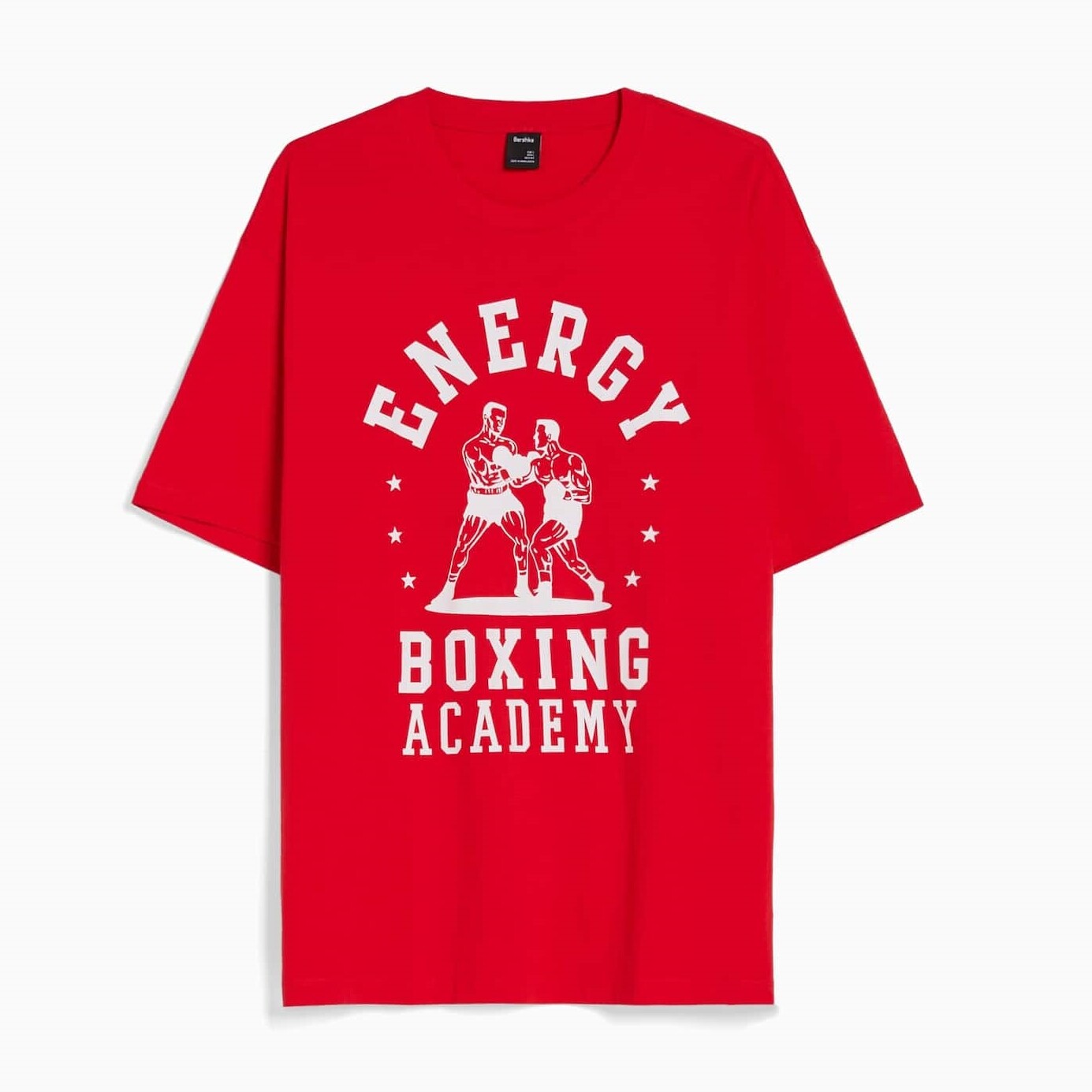 

Футболка Bershka Short Sleeve Boxy Fit With Boxing Print, красный