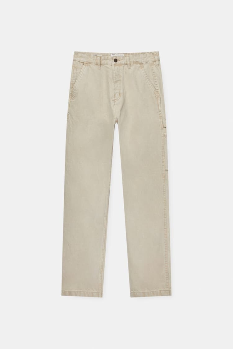

Джинсы Pull&Bear Basic Carpenter, бежевый