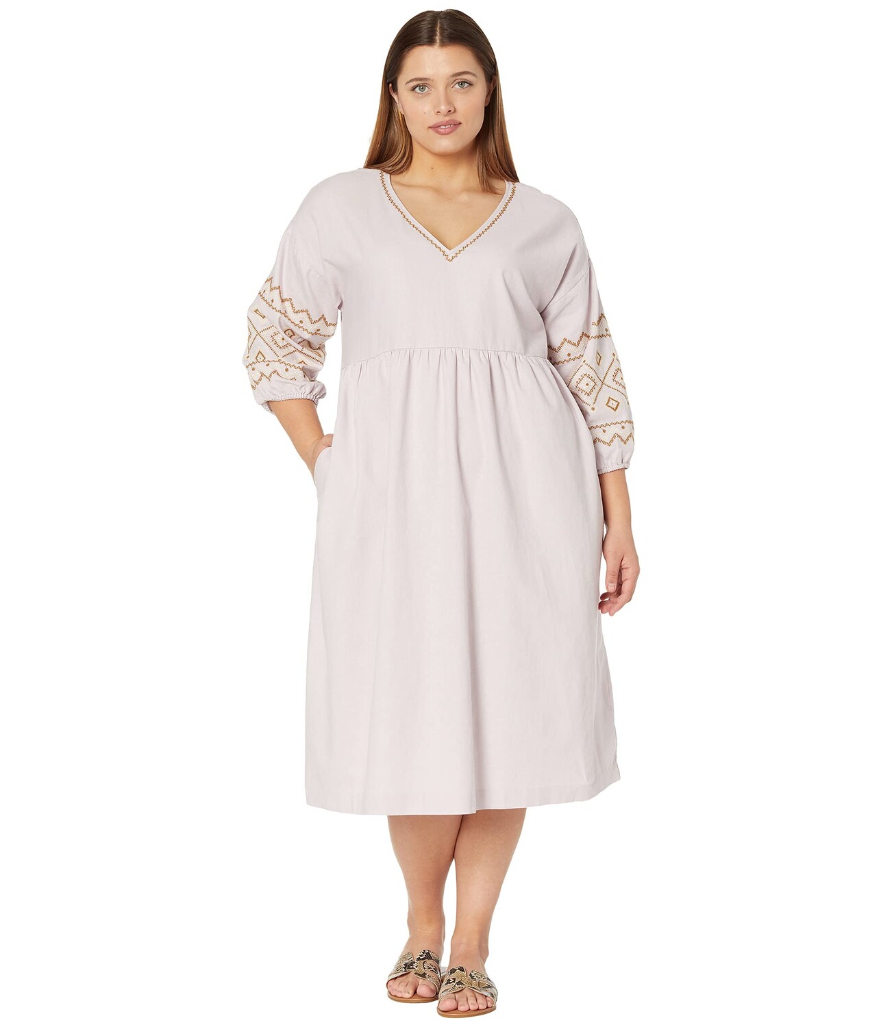 

Платье Madewell, Embroidered-Sleeve Popover Midi Dress