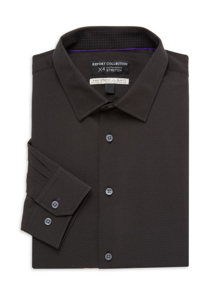 Рубашка приталенного кроя с фактурной текстурой Report Collection, черный