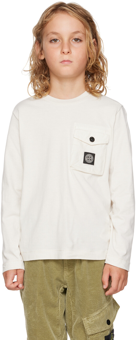 

Детская хлопковая футболка с длинным рукавом Off-White Stone Island Junior
