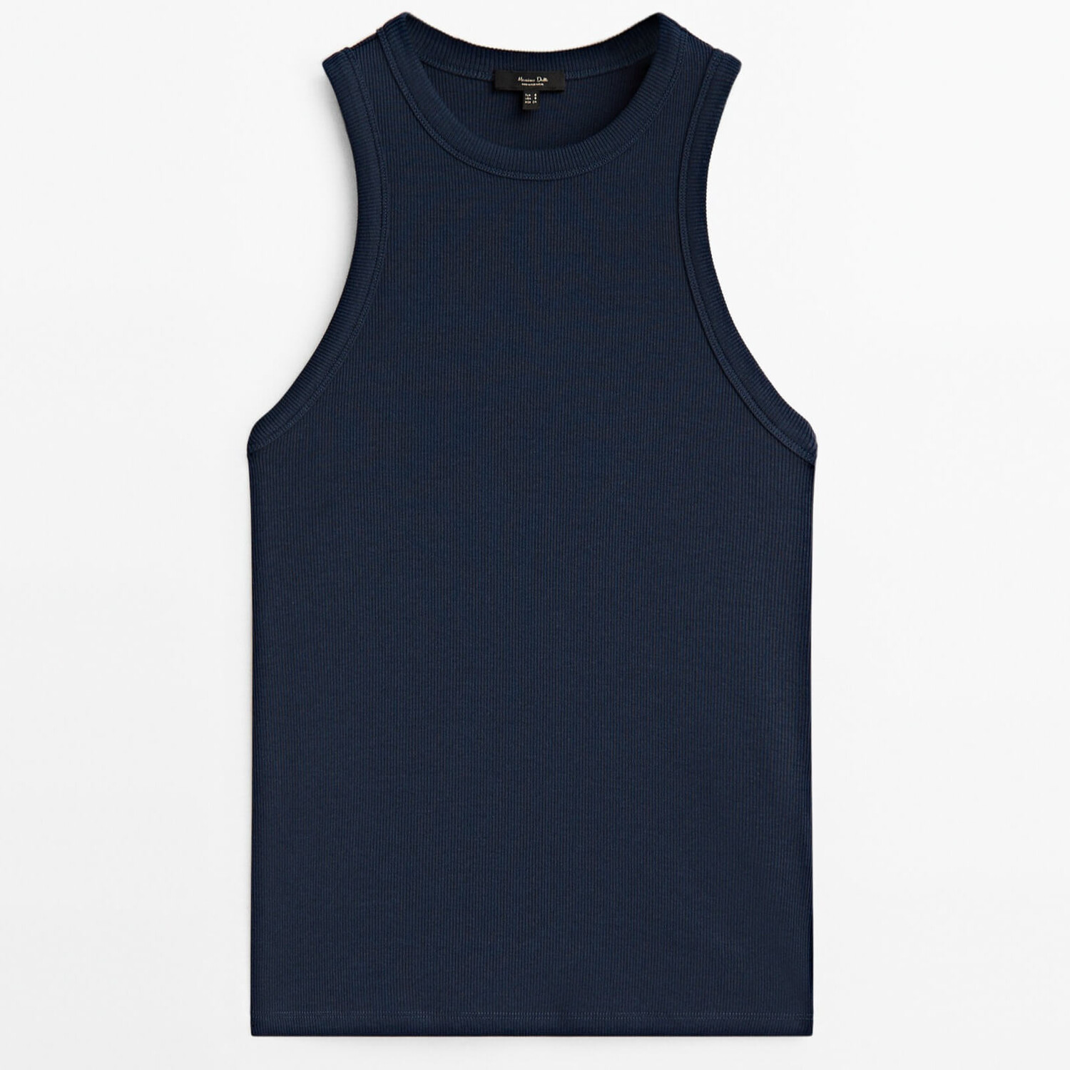 

Топ Massimo Dutti Ribbed Halter, темно-синий
