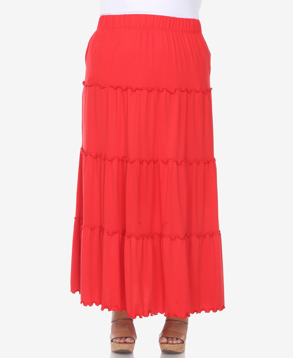 Многоуровневая длинная юбка больших размеров White Mark, красный mark kenly domino tan длинная юбка