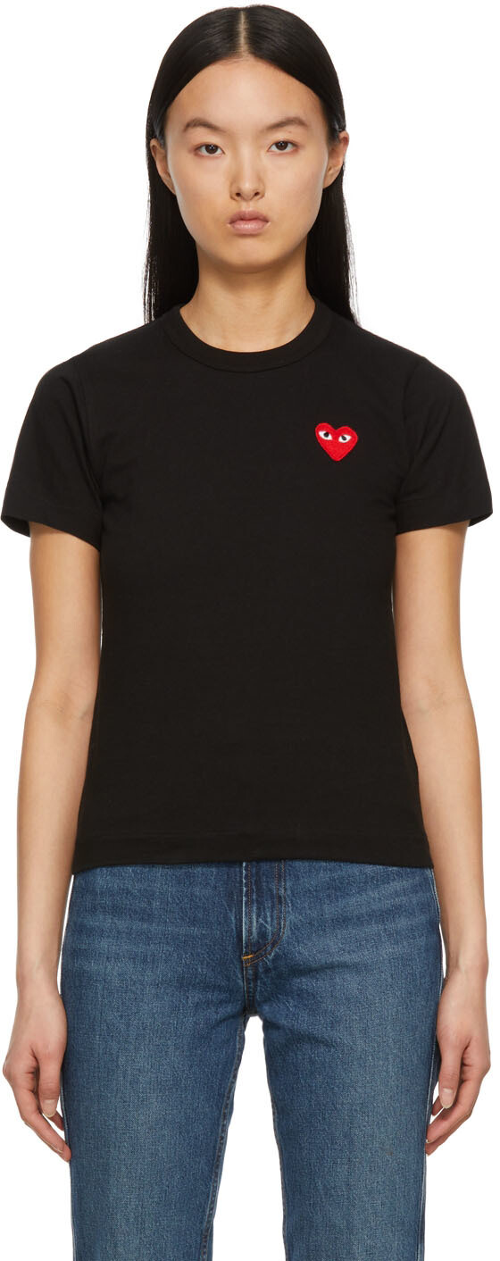 

Черная футболка с нашивкой в ​​виде сердца Comme des Garçons Play, Черный