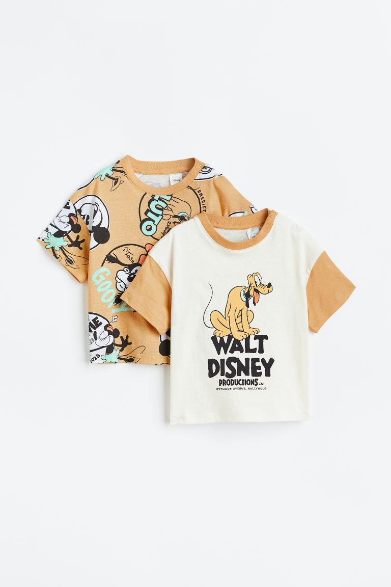 

2 футболки с принтом H&M, апельсин/дисней