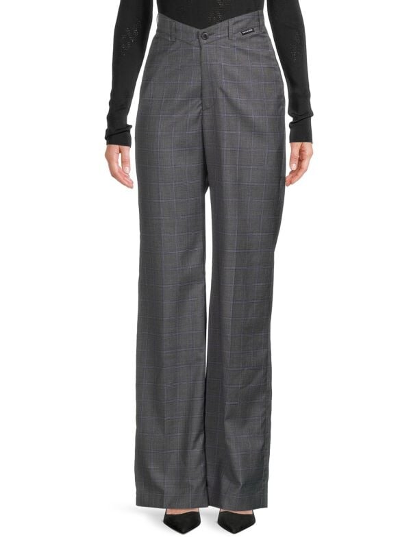 

Брюки Balenciaga Windowpane с V-образным вырезом, серый