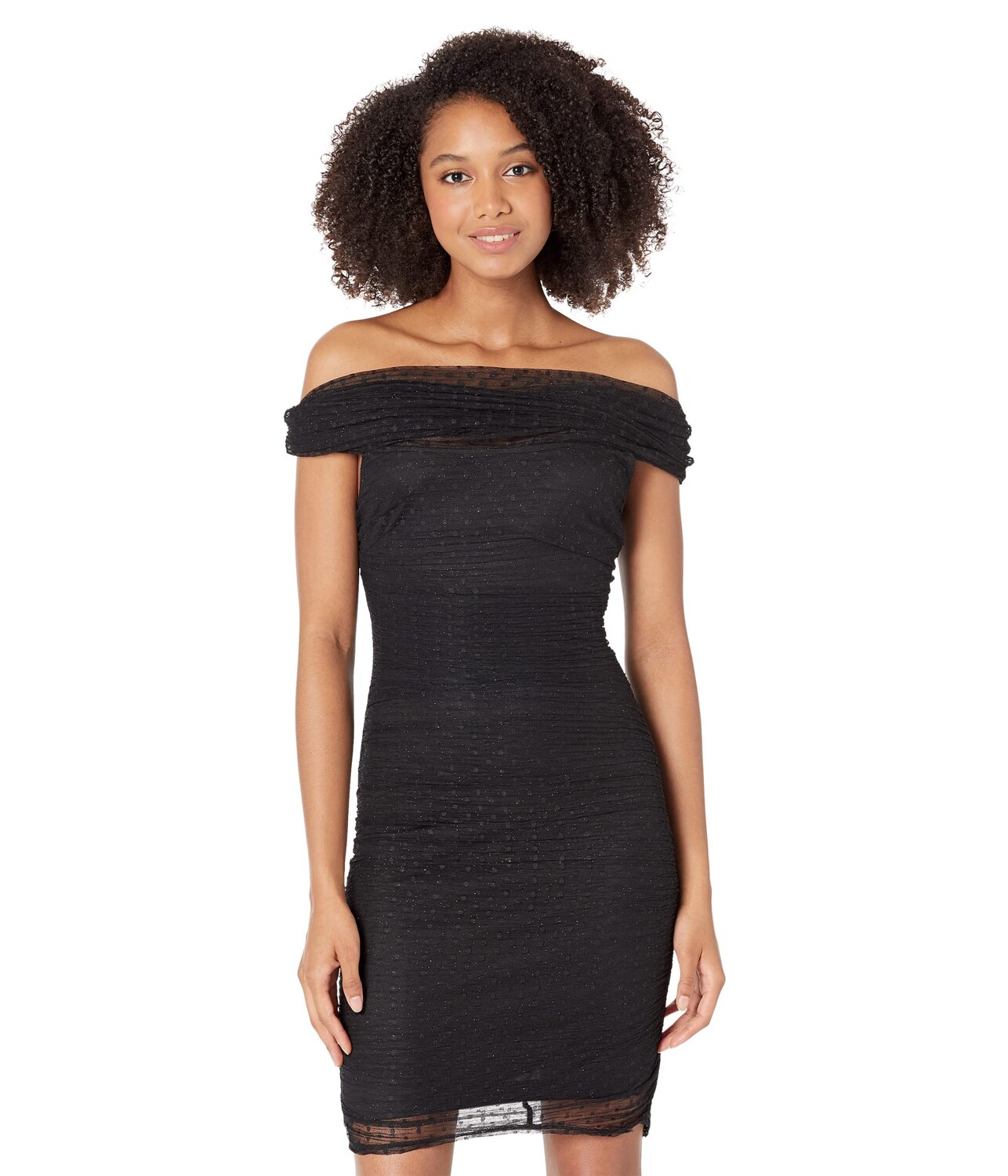 

Платье Bebe, Off-the-Shoulder Mesh Ruched Dress