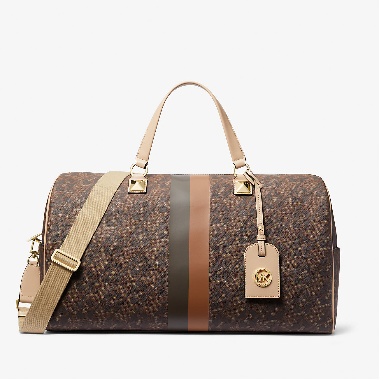 

Сумка Michael Michael Kors Grayson Extra-Large Empire Signature Logo Stripe Weekender, коричневый