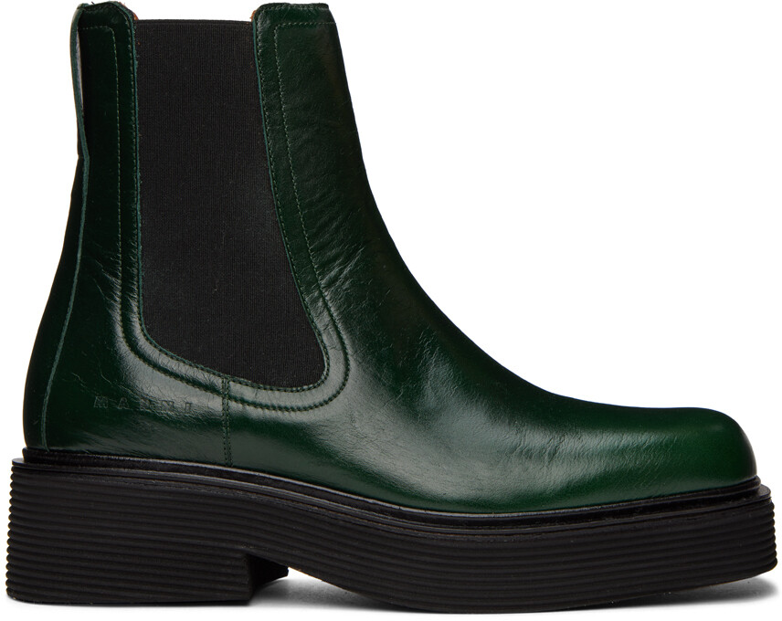 

Зеленые кожаные ботинки челси Marni