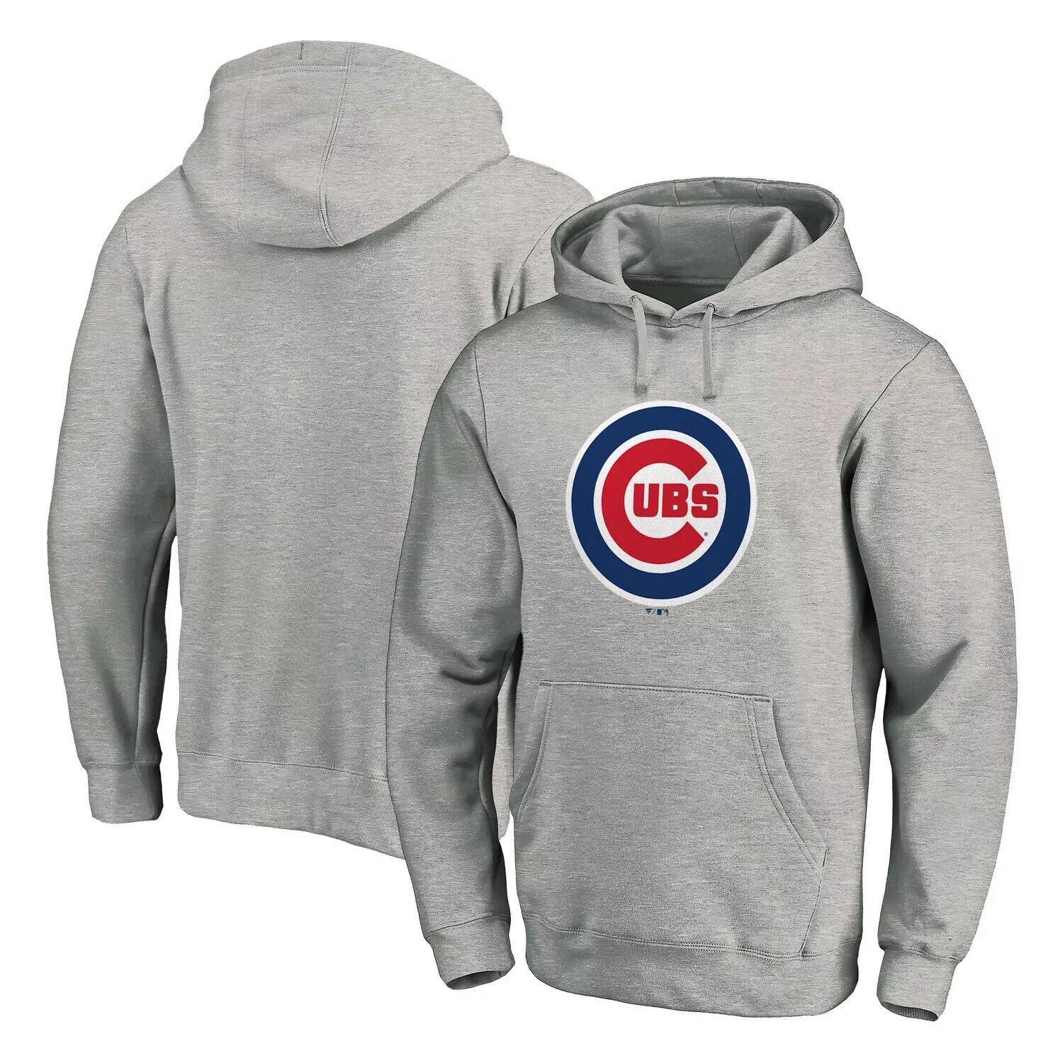

Мужской пуловер с капюшоном с логотипом Chicago Cubs серого цвета с фирменным логотипом Fanatics, Серый