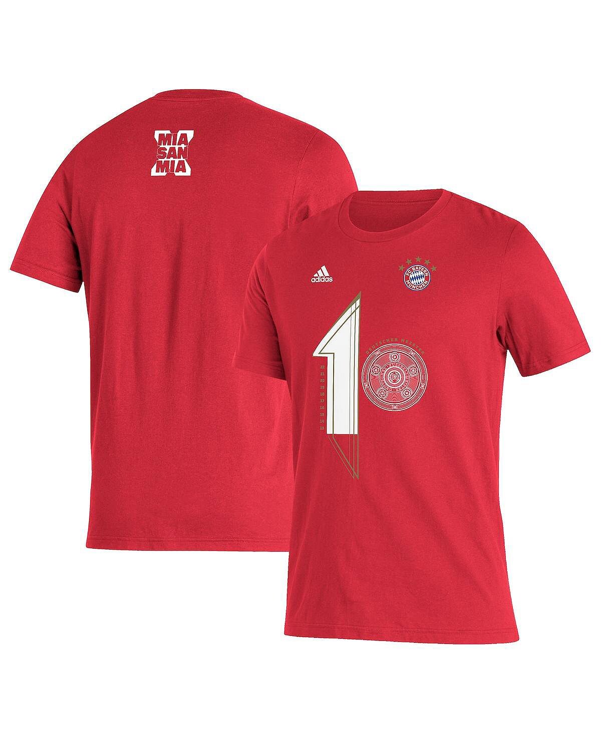 

Мужская футболка red bayern munich 2022 deutscher meister adidas, красный