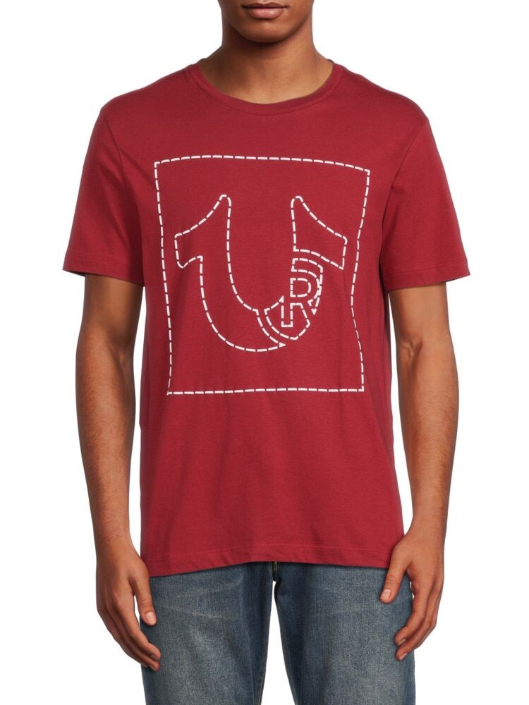 

Футболка с круглым вырезом с пышной вышивкой True Religion, цвет Red Dahlia