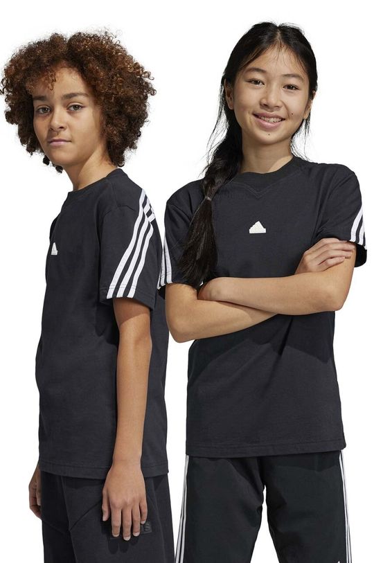 Детская хлопковая футболка adidas U FI 3S, черный