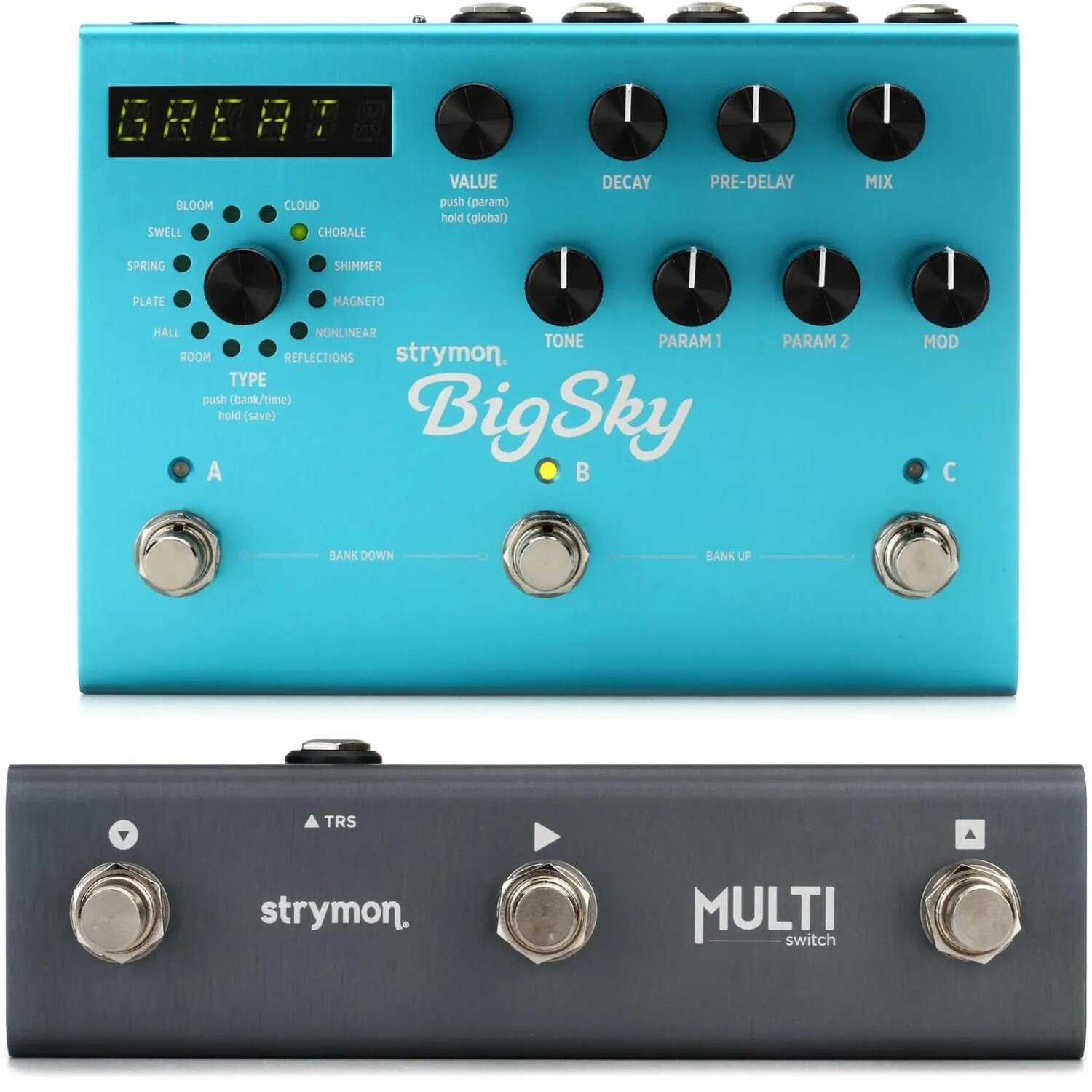 

Многомерная педаль реверберации и педальный переключатель Strymon BigSky