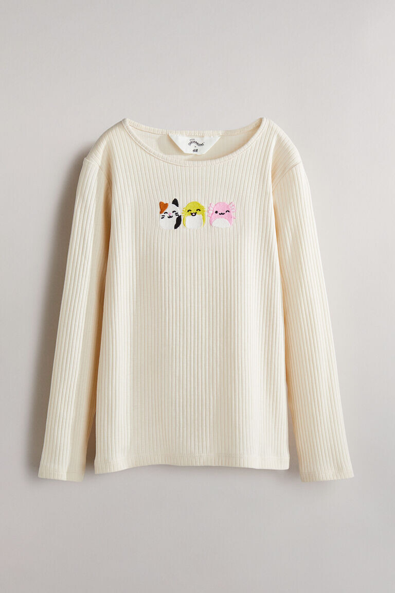 

Топ из джерси с вышивкой H&M, бежевый