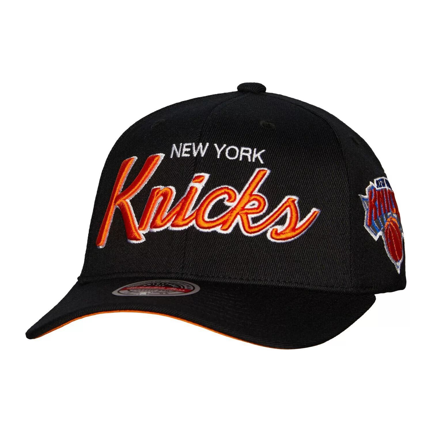 

Мужская черная кепка с эластичной спинкой Mitchell & Ness New York Knicks MVP Team Script 2.0