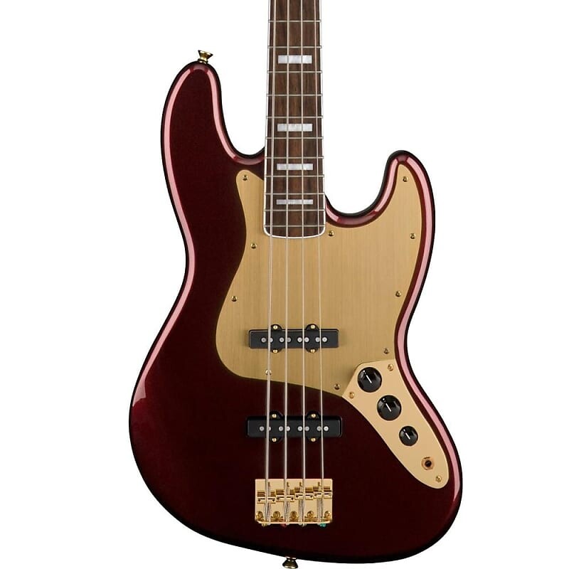 

Электрический бас-гитара Squier 40th Anniversary Jazz Gold Edition, с лавровой накладкой на гриф, рубиново-красный Squier 40th Anniversary Jazz Gold Edition Electric Bass, with Laurel Fingerboard