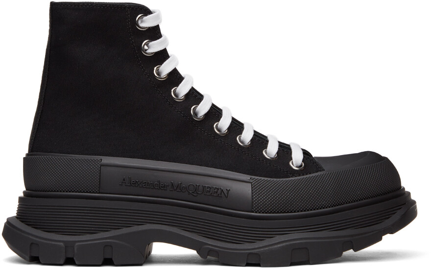 

Черные высокие кеды из плотной ткани Alexander McQueen