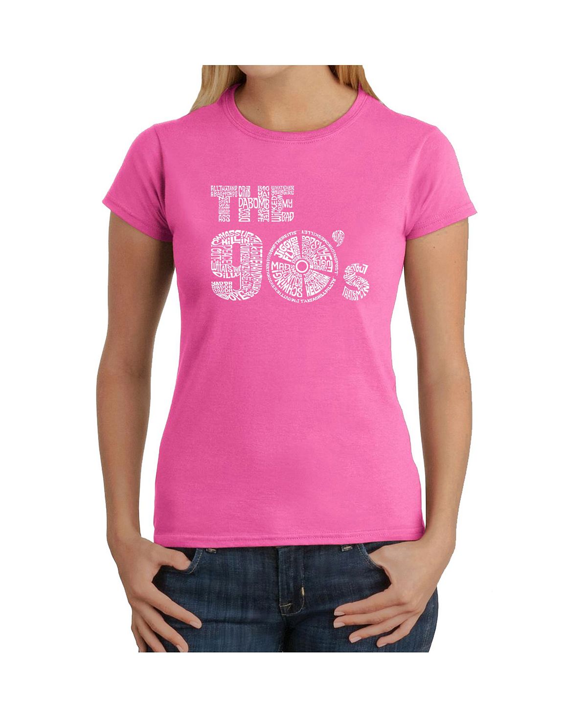 djeco игра бла бла бла 08462 Женская футболка word art - 90-е LA Pop Art, розовый
